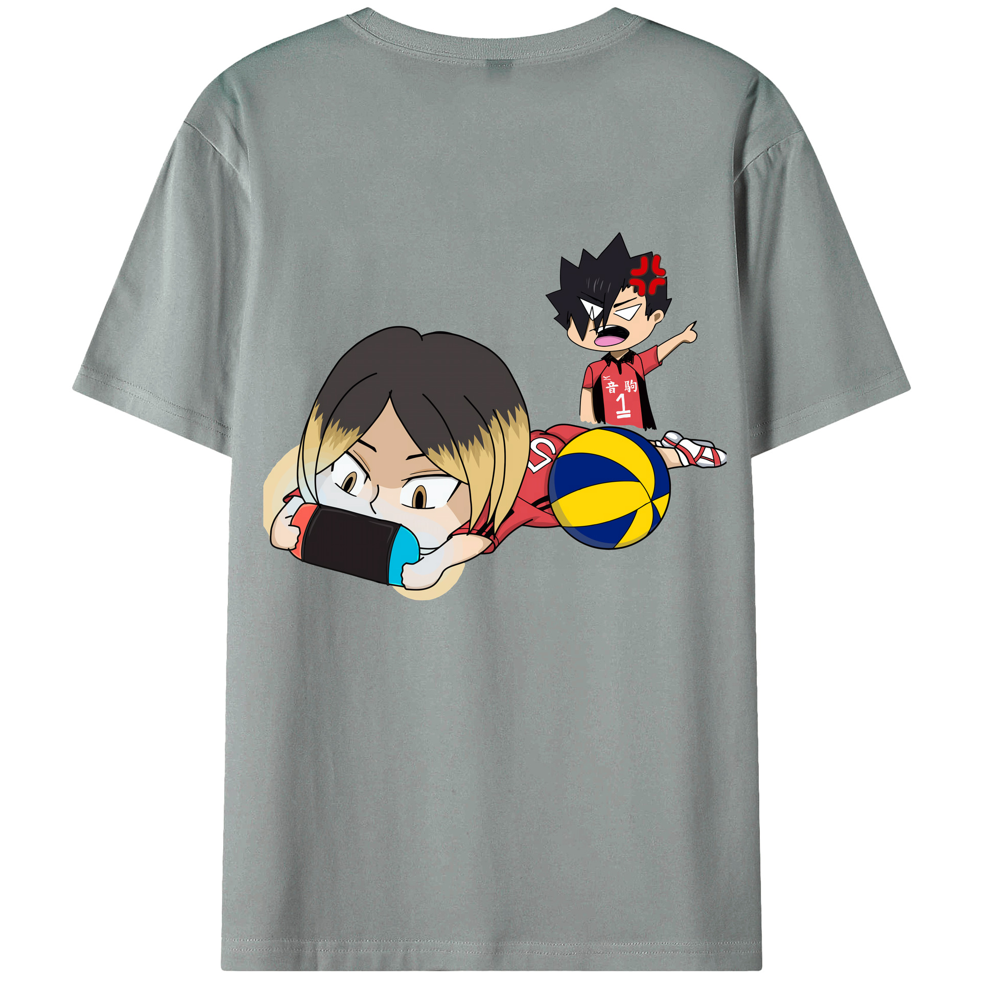 （画像用） ハイキュー!! Haikyu!! 綿100％ メンズ半袖Tシャツ（バックプリント） 通気性